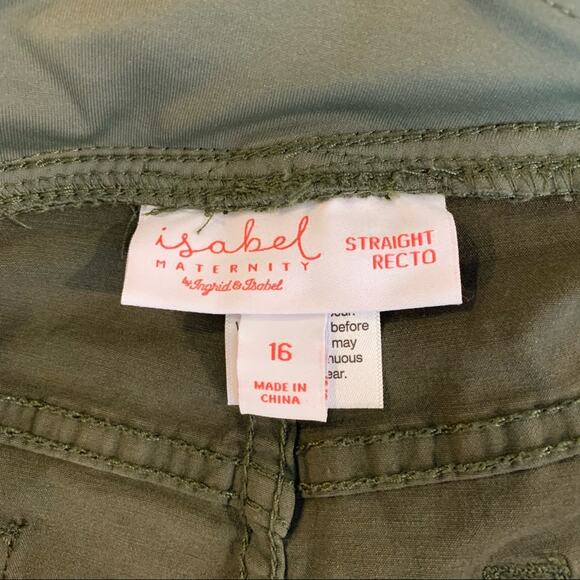 Ingrid & Isabel Maternity Jegging Pants Olive Green Crossover Panel Size 16 - Picture 5 of 9